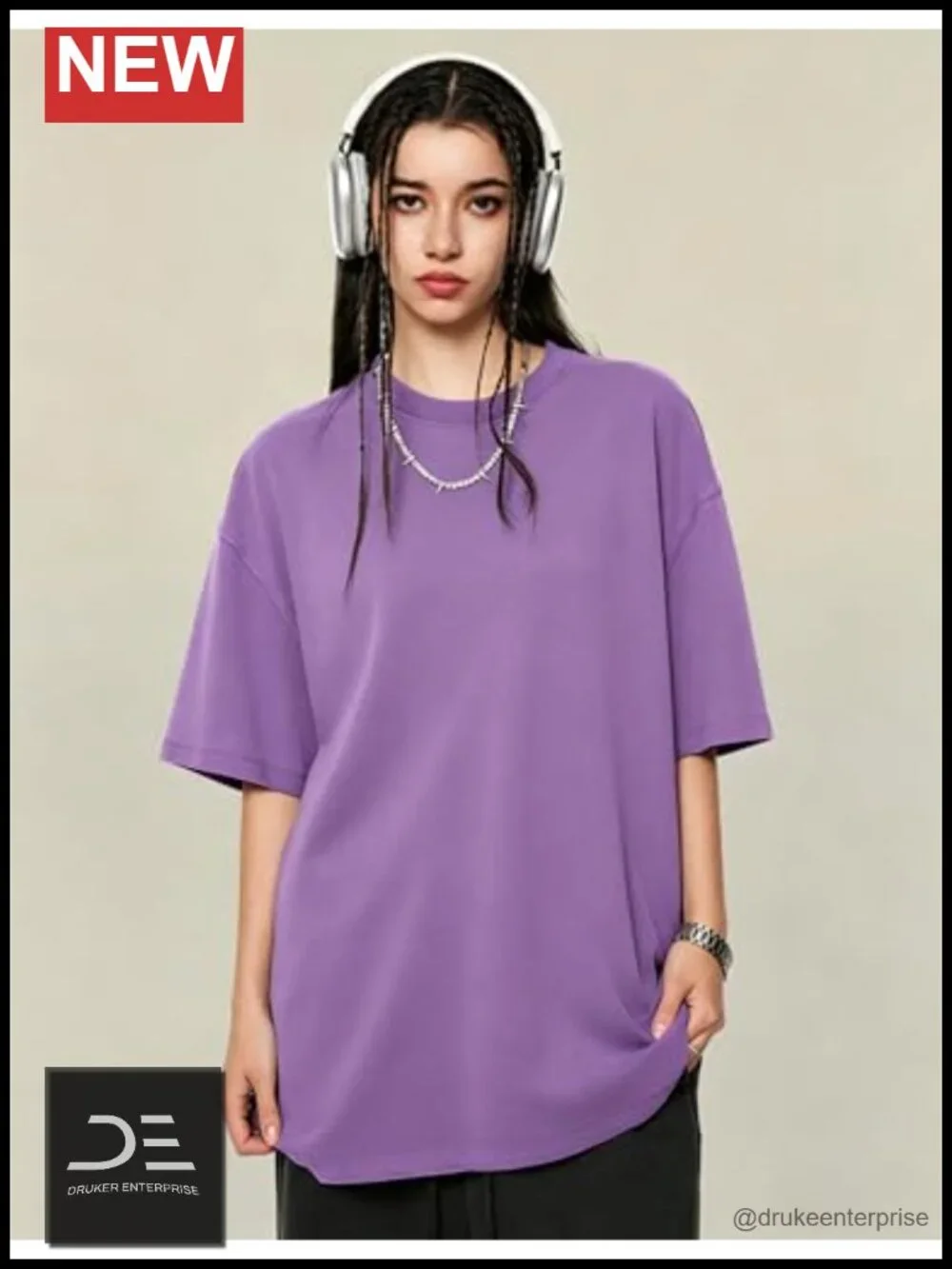 Cotton Acid Wash Oversized T-Shirt with Crew Neck Short Sleeve Pocket Tee - Picture 2 of 6